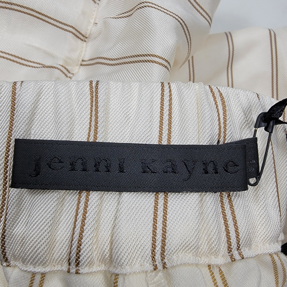 Jenni Kayne Yellow Striped Bianca Pants Straight Wide Leg Pockets NEW - Picture 7 of 14
